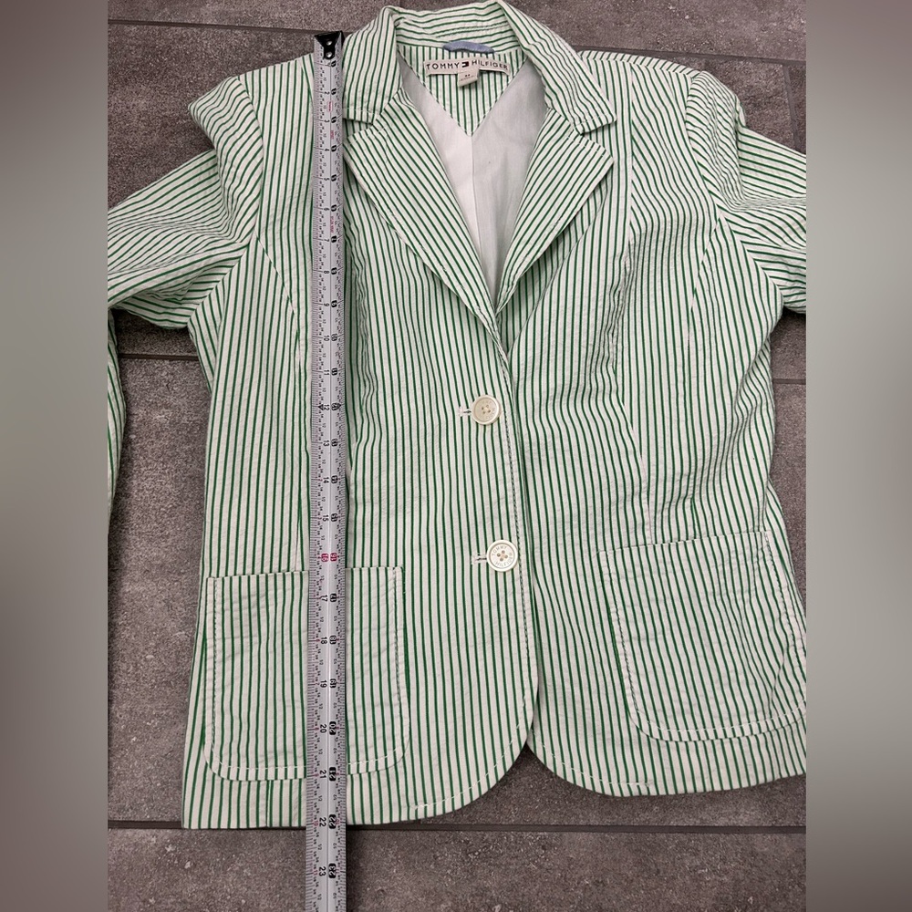 TOMMY HILFIGER Women’s Striped Seersucker Fitted Blazer size M - Picture 7 of 14